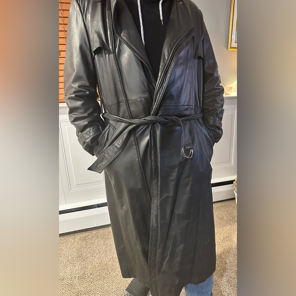 Vintage long leather jacket/coat